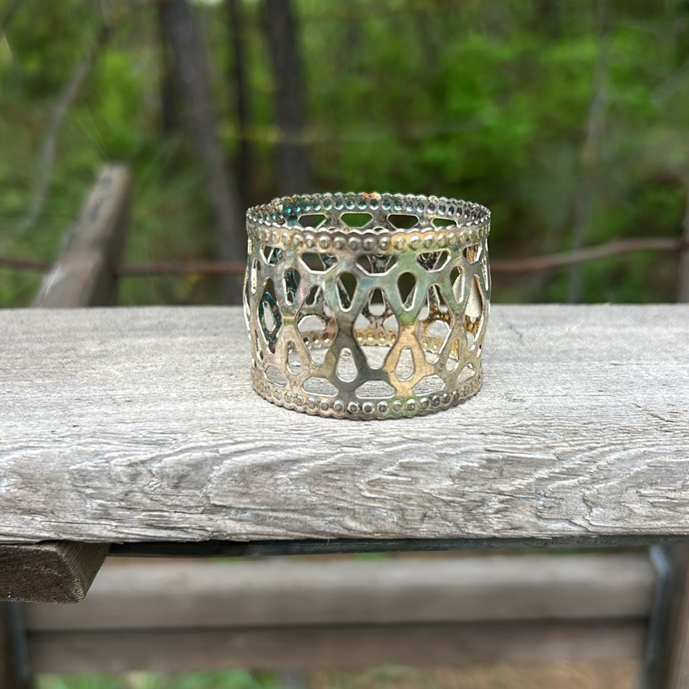 Vintage silver plated gold toned  Napkin Rings Set - Picture 3 of 7